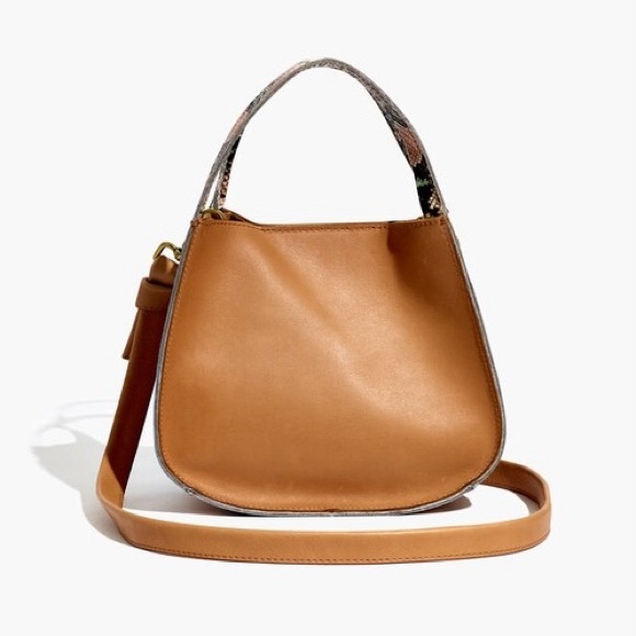 $158 NWT Madewell Sydney Tan Snake Embossed Leather Crossbody Satchel Bag - Picture 2 of 13